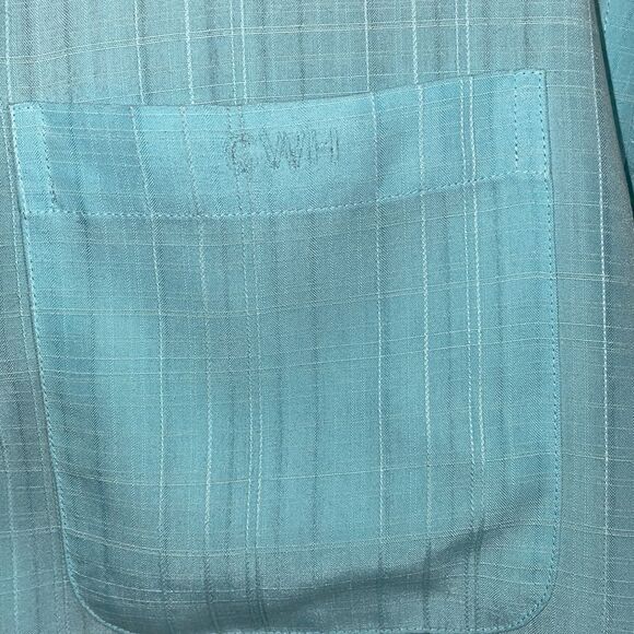 Roundtree & Yorke aqua blue modal/polyester short sleeve shirt - Picture 3 of 10